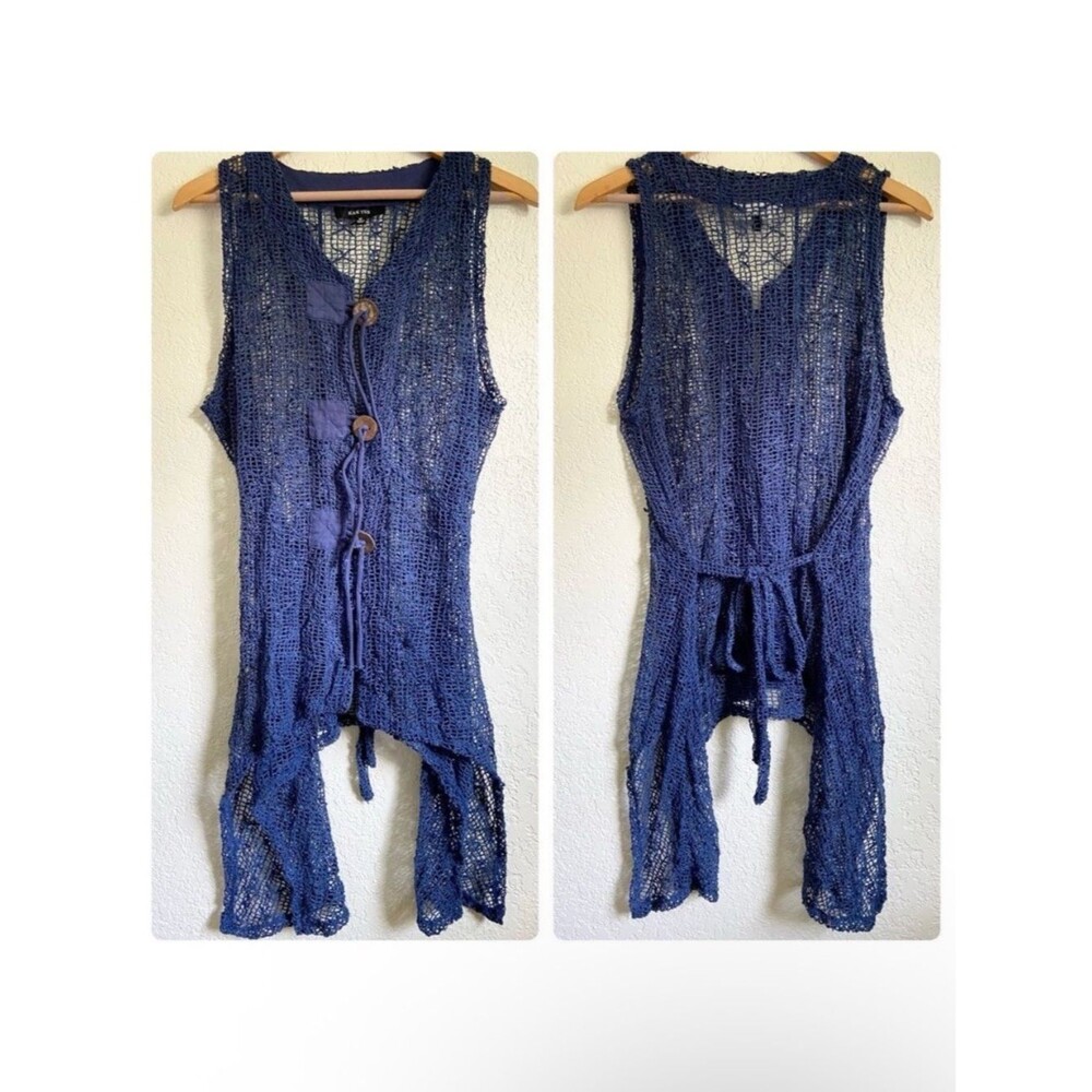 Kaktus Open Knit Boho Vest Cardigan